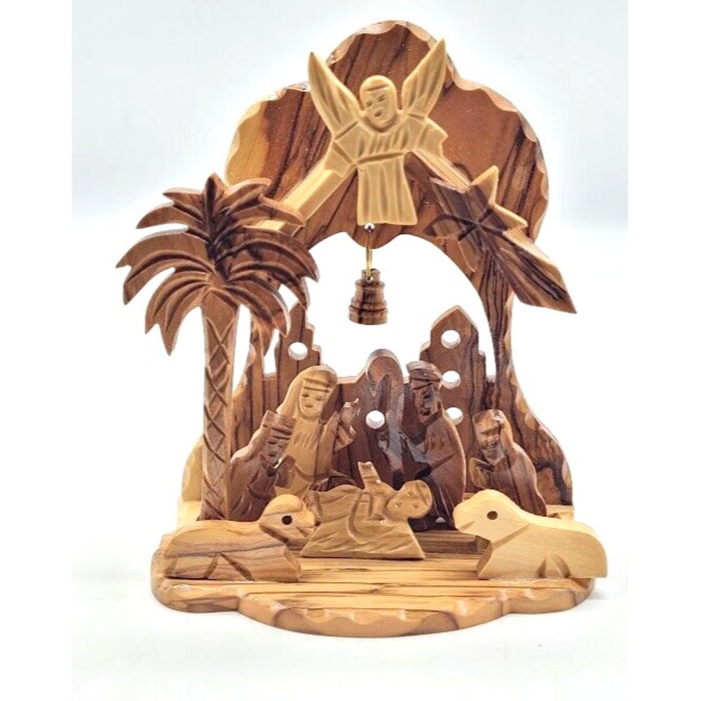 Nativity Manger Stable Creche Olive Wood Carved Bethlehem Holy Land Christmas
